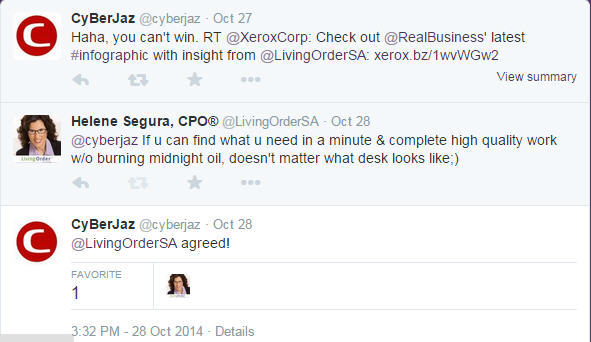 Twitter exchange abt Xerox - What does your workspace say about you